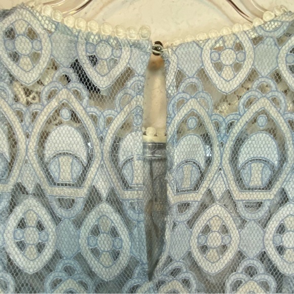 HD in Paris Anthropologie Paris Blue Cream French Lace Peplum Blouse SZ 0 - Picture 10 of 13